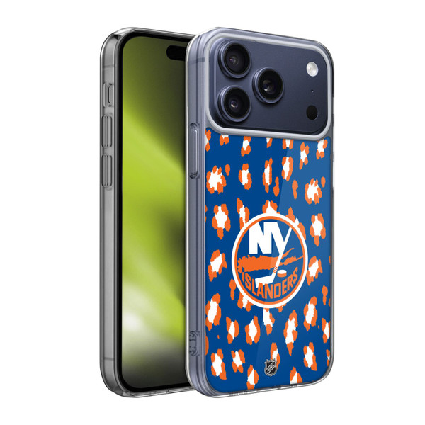 NHL New York Islanders Leopard Pattern Soft Gel Case for Apple iPhone 17 Pro Max