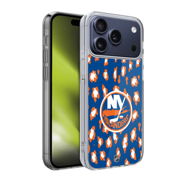 NHL New York Islanders Leopard Pattern Soft Gel Case for Apple iPhone 17 Pro