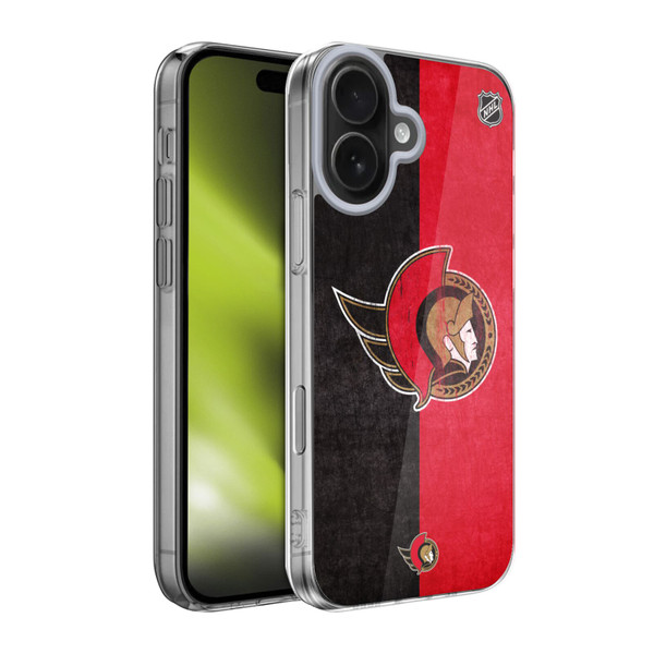 NHL Ottawa Senators Half Distressed Soft Gel Case for Apple iPhone 17