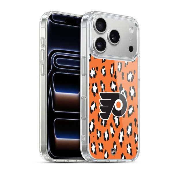 NHL Philadelphia Flyers Leopard Pattern Soft Gel Case for Apple iPhone 17 Pro