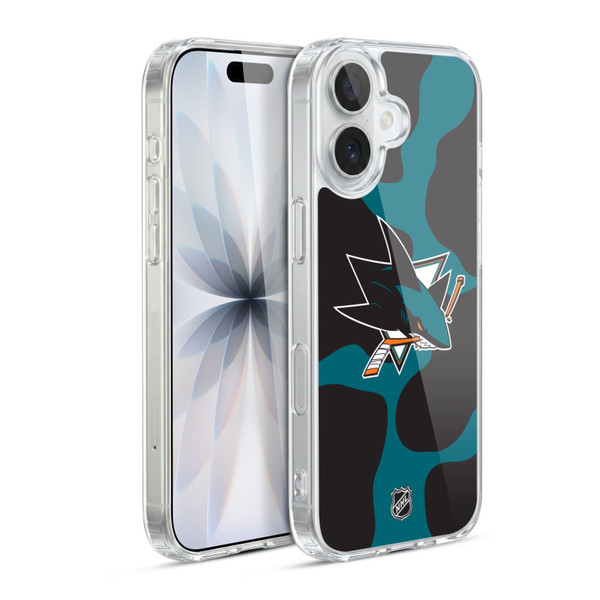 NHL San Jose Sharks Cow Pattern Soft Gel Case for Apple iPhone 17