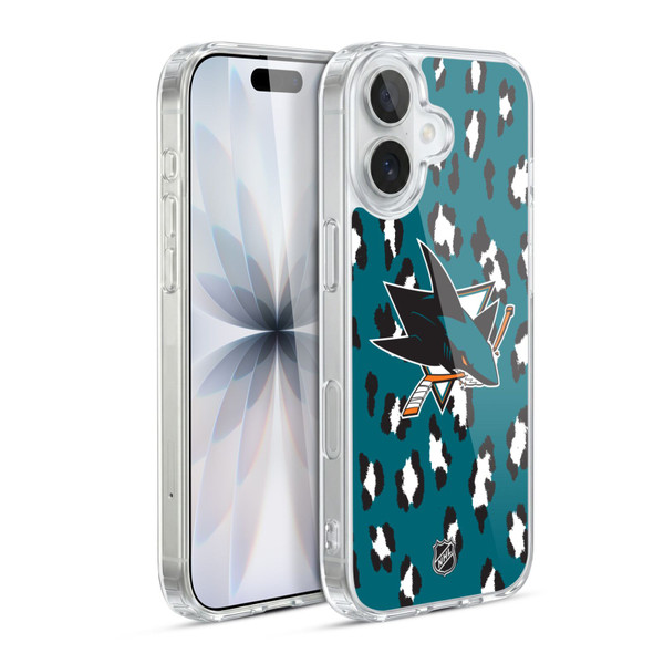 NHL San Jose Sharks Leopard Pattern Soft Gel Case for Apple iPhone 17