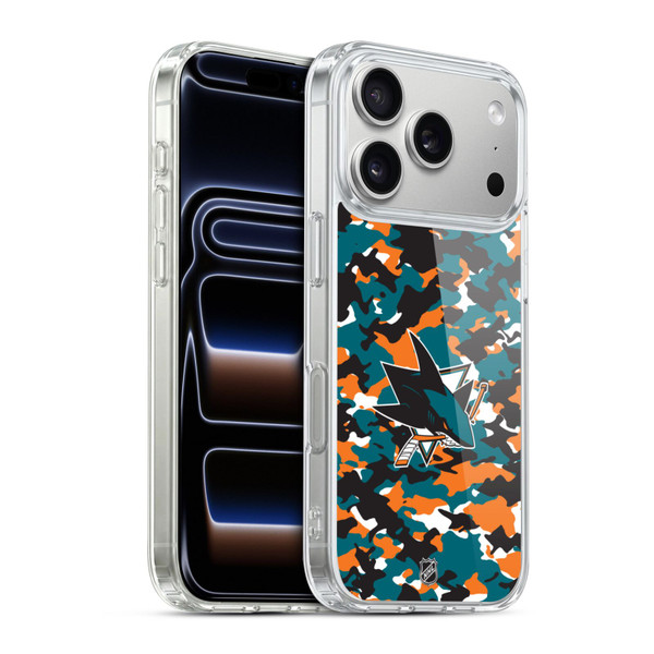 NHL San Jose Sharks Camouflage Soft Gel Case for Apple iPhone 17 Pro