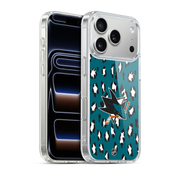 NHL San Jose Sharks Leopard Pattern Soft Gel Case for Apple iPhone 17 Pro