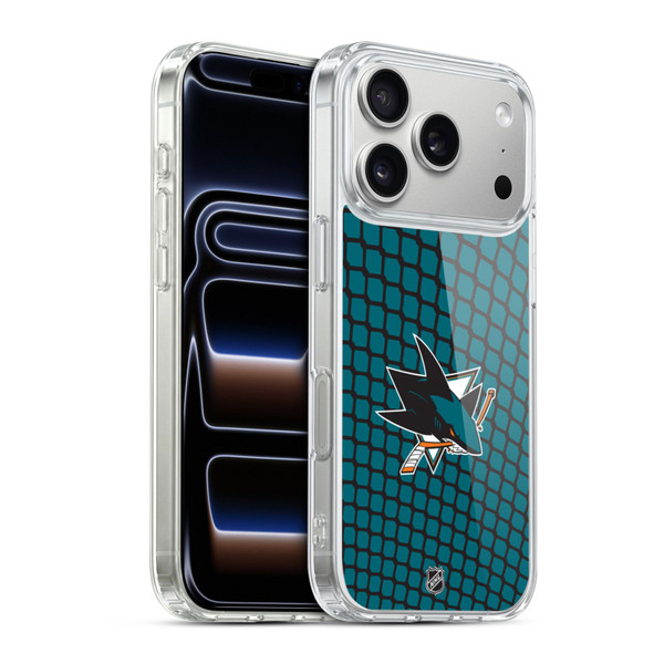 NHL San Jose Sharks Net Pattern Soft Gel Case for Apple iPhone 17 Pro