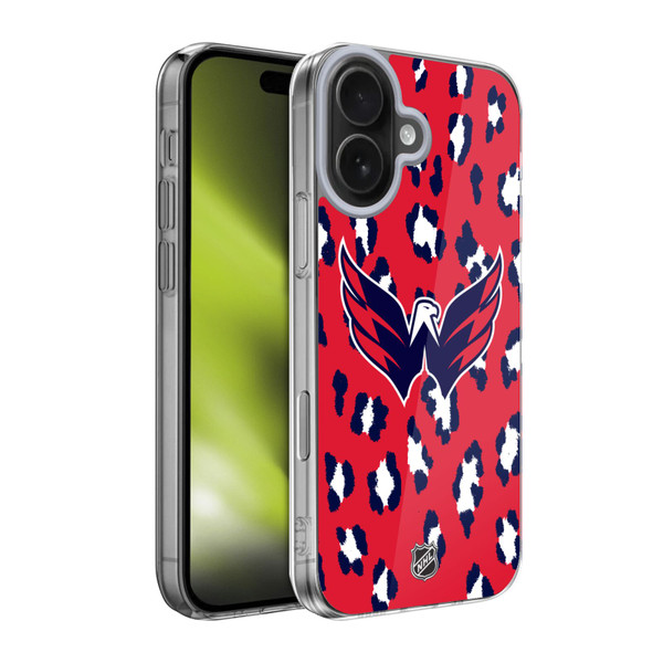 NHL Washington Capitals Leopard Pattern Soft Gel Case for Apple iPhone 17