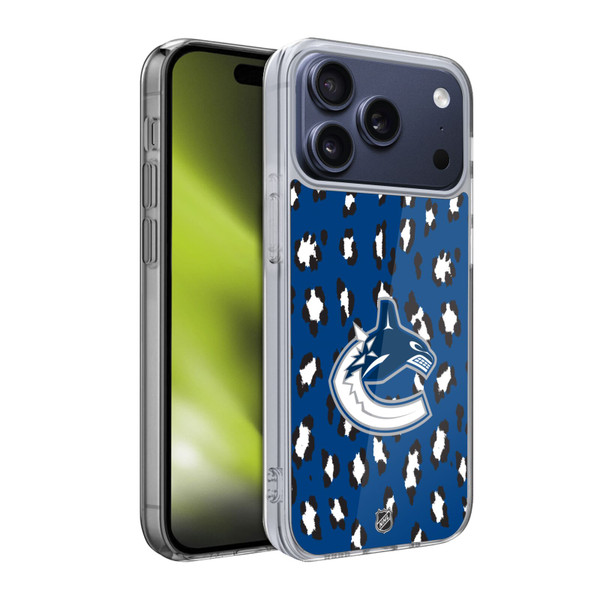 NHL Vancouver Canucks Leopard Pattern Soft Gel Case for Apple iPhone 17 Pro