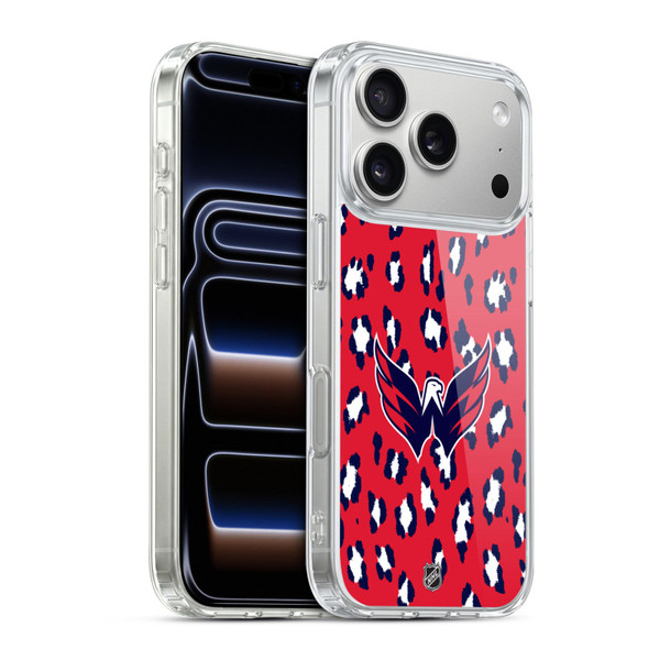 NHL Washington Capitals Leopard Pattern Soft Gel Case for Apple iPhone 17 Pro