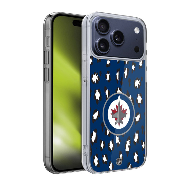 NHL Winnipeg Jets Leopard Pattern Soft Gel Case for Apple iPhone 17 Pro