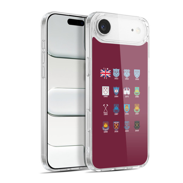 West Ham United FC Crest History Pattern 4 Soft Gel Case for Apple iPhone 17 Air