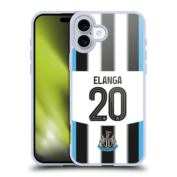 Newcastle United Football Club 2025/26 Players Home Kit Anthony Elanga Soft Gel Case for Apple iPhone 16 Plus