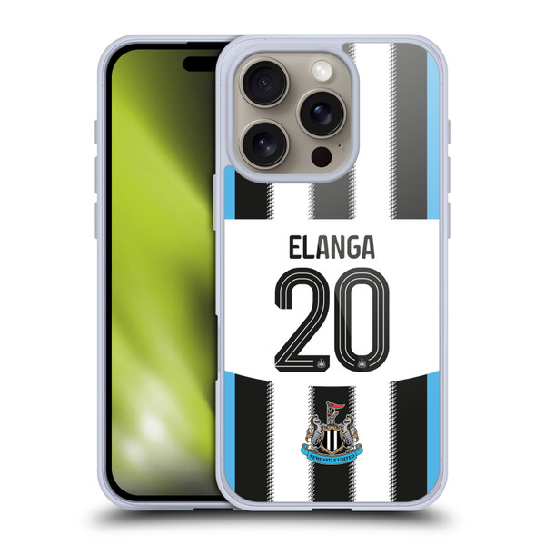 Newcastle United Football Club 2025/26 Players Home Kit Anthony Elanga Soft Gel Case for Apple iPhone 16 Pro