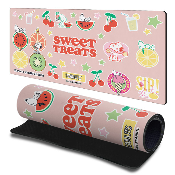 Peanuts Graphics Snoopy Fruit Treats Gaming Office Desk PC Keyboard Mouse Mat Pad 23.62 x 11.81 x 0.12 inches (600 x 300 mm) - L