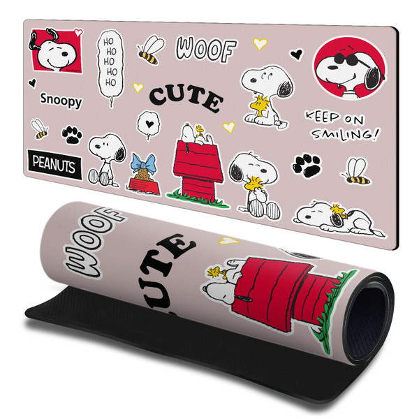 Peanuts Graphics Snoopy Pattern Gaming Office Desk PC Keyboard Mouse Mat Pad 23.62 x 11.81 x 0.12 inches (600 x 300 mm) - L