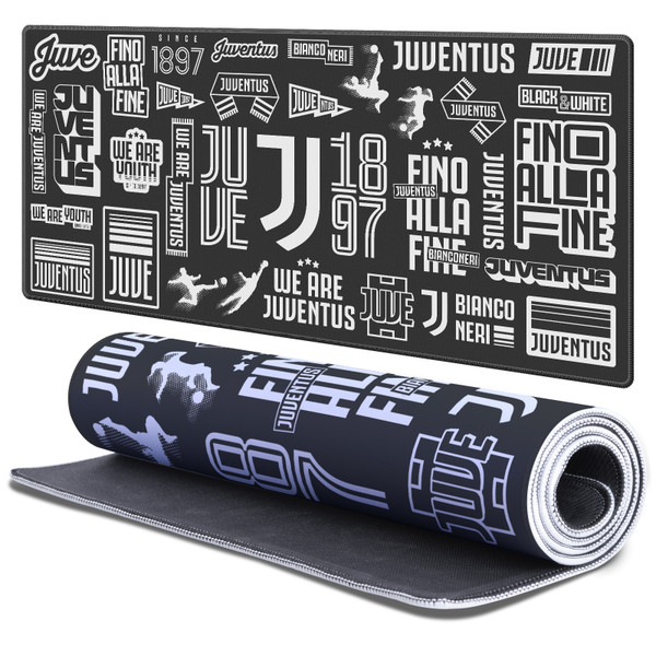 Juventus Football Club Crest Logo Sticker Collage Gaming Office Desk PC Keyboard Mouse Mat Pad - XL