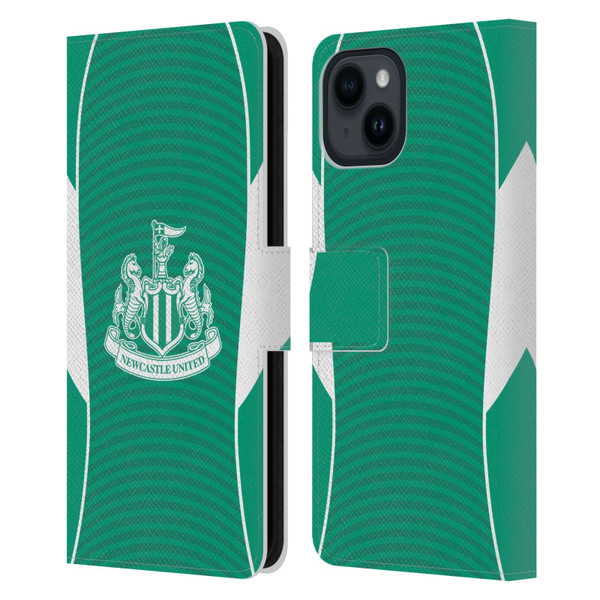 Newcastle United Football Club 2025/26 Crest Kit Away Leather Book Wallet Case Cover For Apple iPhone 15