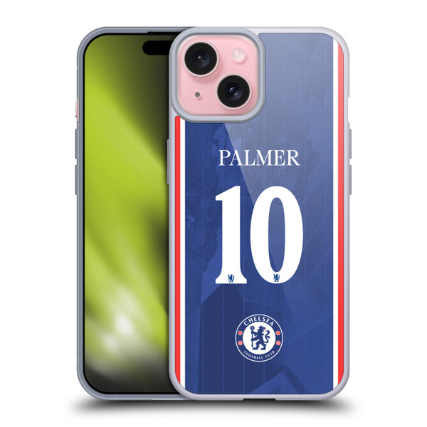 Chelsea Football Club 2025/26 Players Home Kit 1st Group Cole Palmer Soft Gel Case for Apple iPhone 15