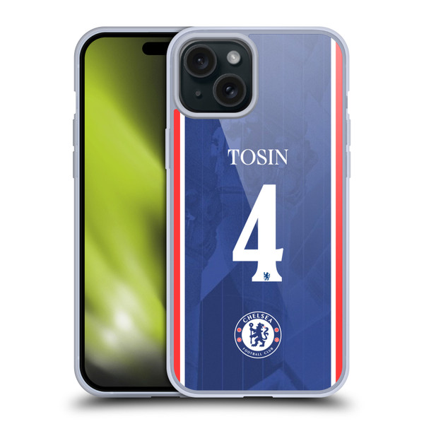 Chelsea Football Club 2025/26 Players Home Kit 1st Group Tosin Adarabioyo Soft Gel Case for Apple iPhone 15 Plus