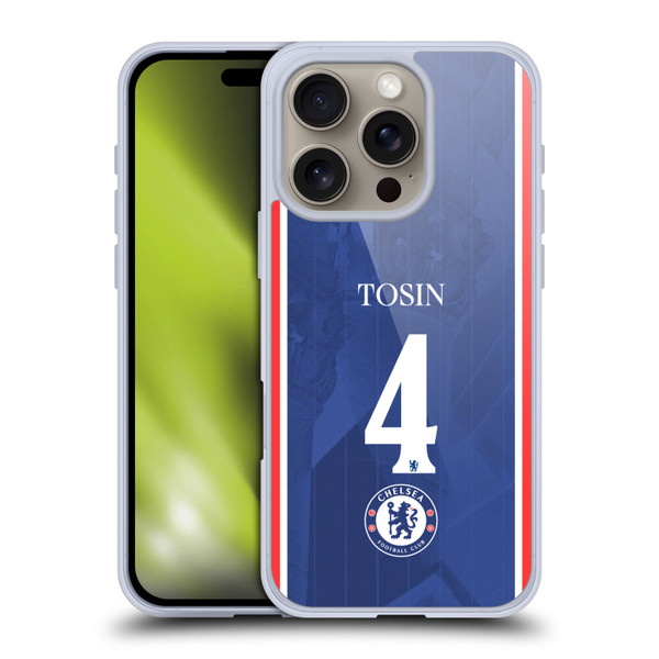 Chelsea Football Club 2025/26 Players Home Kit 1st Group Tosin Adarabioyo Soft Gel Case for Apple iPhone 16 Pro