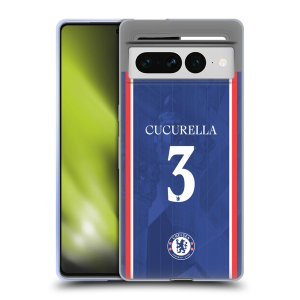 Chelsea Football Club 2025/26 Players Home Kit 1st Group Marc Cucurella Soft Gel Case for Google Pixel 7 Pro