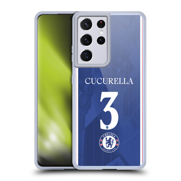 Chelsea Football Club 2025/26 Players Home Kit 1st Group Marc Cucurella Soft Gel Case for Samsung Galaxy S21 Ultra 5G Chelsea Football Club 2025/26 Players Home Kit 1st Group Marc Cucurella Soft Gel Case for Samsung Galaxy S21 Ultra 5G
