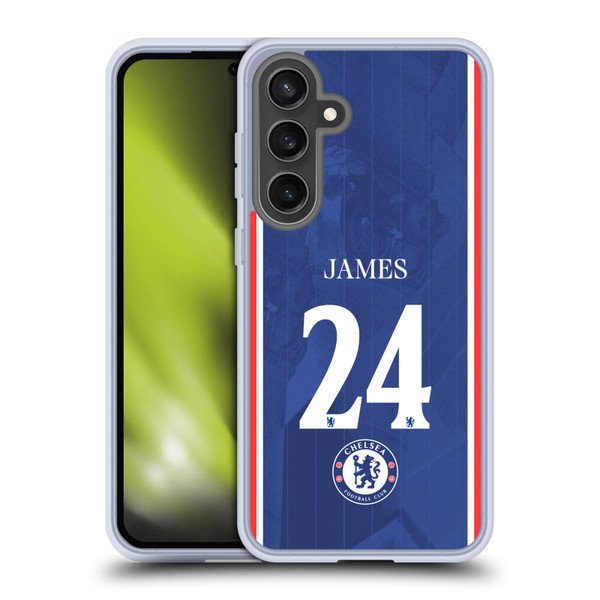 Chelsea Football Club 2025/26 Players Home Kit 1st Group Reece James Soft Gel Case for Samsung Galaxy S24 FE
