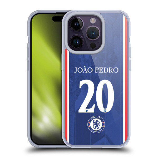 Chelsea Football Club 2025/26 Players Home Kit 2nd Group João Pedro Soft Gel Case for Apple iPhone 14 Pro