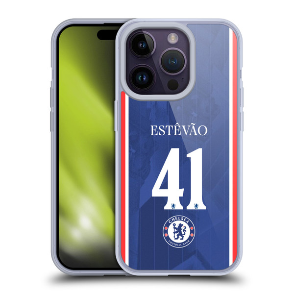 Chelsea Football Club 2025/26 Players Home Kit 2nd Group Estêvão Willian Soft Gel Case for Apple iPhone 14 Pro