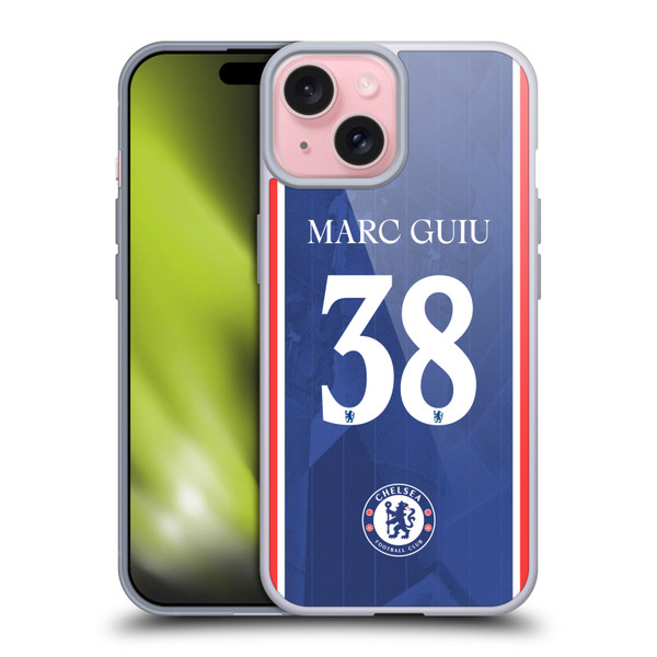 Chelsea Football Club 2025/26 Players Home Kit 2nd Group Marc Guiu Soft Gel Case for Apple iPhone 15