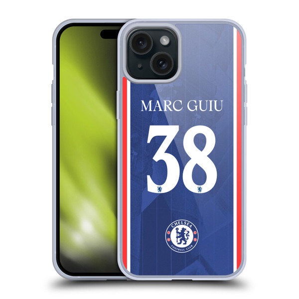 Chelsea Football Club 2025/26 Players Home Kit 2nd Group Marc Guiu Soft Gel Case for Apple iPhone 15 Plus