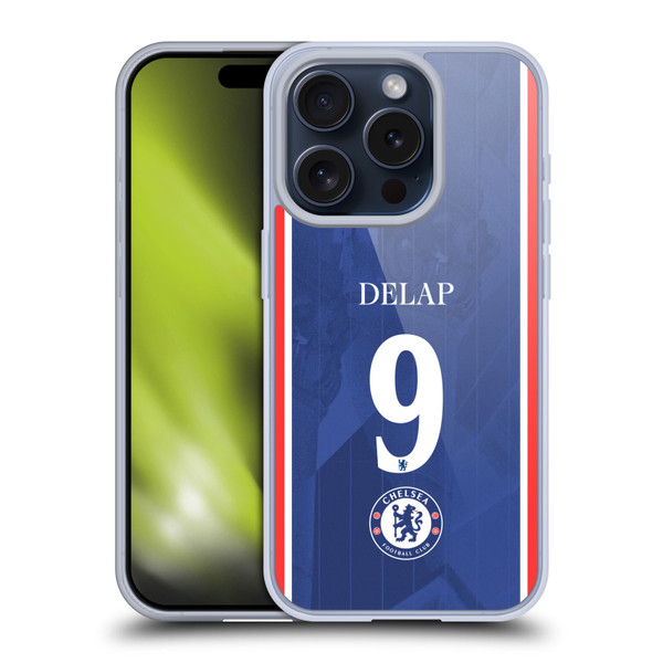 Chelsea Football Club 2025/26 Players Home Kit 2nd Group Liam Delap Soft Gel Case for Apple iPhone 15 Pro