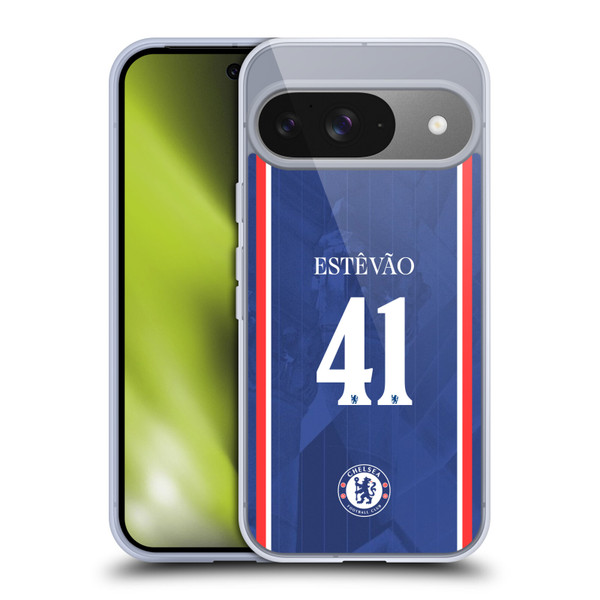 Chelsea Football Club 2025/26 Players Home Kit 2nd Group Estêvão Willian Soft Gel Case for Google Pixel 9 / Pixel 9 Pro
