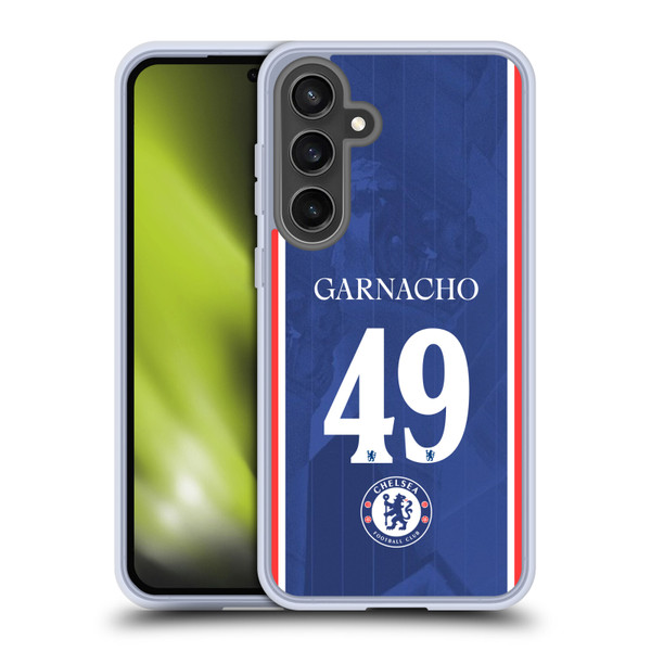 Chelsea Football Club 2025/26 Players Home Kit 2nd Group Alejandro Garnacho Soft Gel Case for Samsung Galaxy S24 FE Chelsea Football Club 2025/26 Players Home Kit 2nd Group Alejandro Garnacho Soft Gel Case for Samsung Galaxy S24 FE