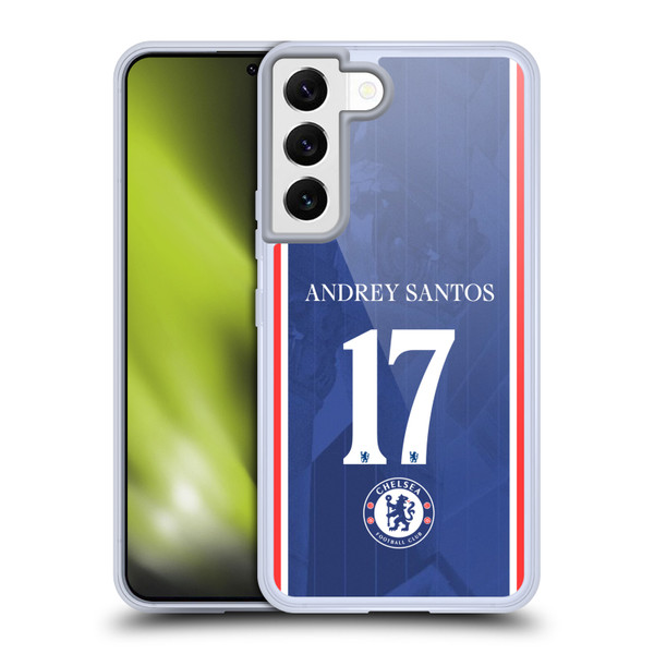 Chelsea Football Club 2025/26 Players Home Kit 2nd Group Andrey Santos Soft Gel Case for Samsung Galaxy S22 5G