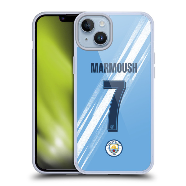 Manchester City Man City FC 2025/26 Players Home Kit 1st Group Omar Marmoush Soft Gel Case for Apple iPhone 14 Plus