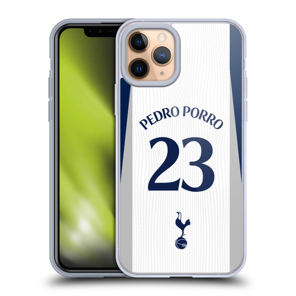 Tottenham Hotspur F.C. 2025/26 Players Home Kit 1st Group Pedro Porro Soft Gel Case for Apple iPhone 11 Pro