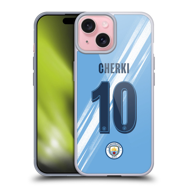 Manchester City Man City FC 2025/26 Players Home Kit 1st Group Rayan Cherki Soft Gel Case for Apple iPhone 15
