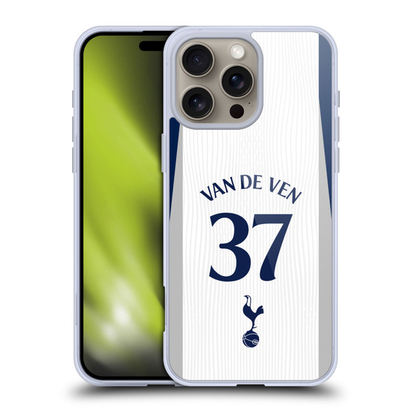Tottenham Hotspur F.C. 2025/26 Players Home Kit 1st Group Micky van de Ven Soft Gel Case for Apple iPhone 16 Pro Max