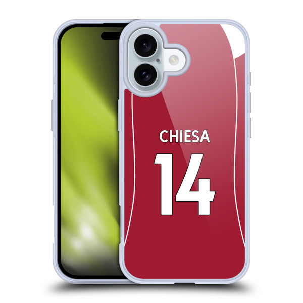 Liverpool Football Club 2025/26 Players Home Kit 1st Group Federico Chiesa Soft Gel Case for Apple iPhone 16 Liverpool Football Club 2025/26 Players Home Kit 1st Group Federico Chiesa Soft Gel Case for Apple iPhone 16