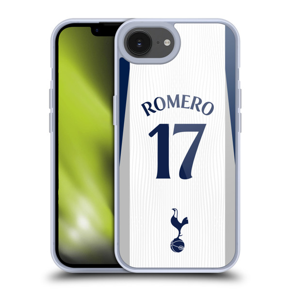Tottenham Hotspur F.C. 2025/26 Players Home Kit 1st Group Cristian Romero Soft Gel Case for Apple iPhone 16e