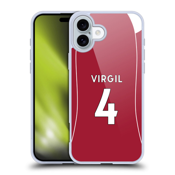Liverpool Football Club 2025/26 Players Home Kit 1st Group Virgil van Dijk Soft Gel Case for Apple iPhone 16 Plus