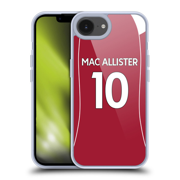 Liverpool Football Club 2025/26 Players Home Kit 1st Group Alexis Mac Allister Soft Gel Case for Apple iPhone 16e