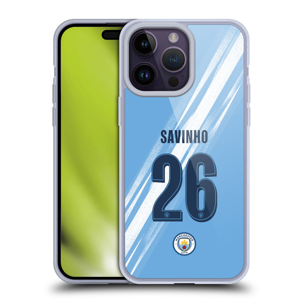 Manchester City Man City FC 2025/26 Players Home Kit 2nd Group Savinho Soft Gel Case for Apple iPhone 14 Pro Max