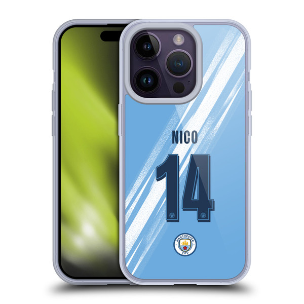 Manchester City Man City FC 2025/26 Players Home Kit 2nd Group Nico González Soft Gel Case for Apple iPhone 14 Pro