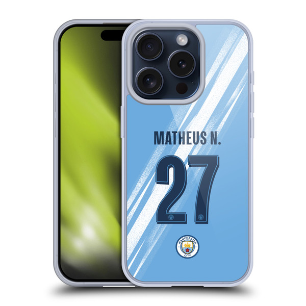 Manchester City Man City FC 2025/26 Players Home Kit 2nd Group Matheus Nunes Soft Gel Case for Apple iPhone 15 Pro