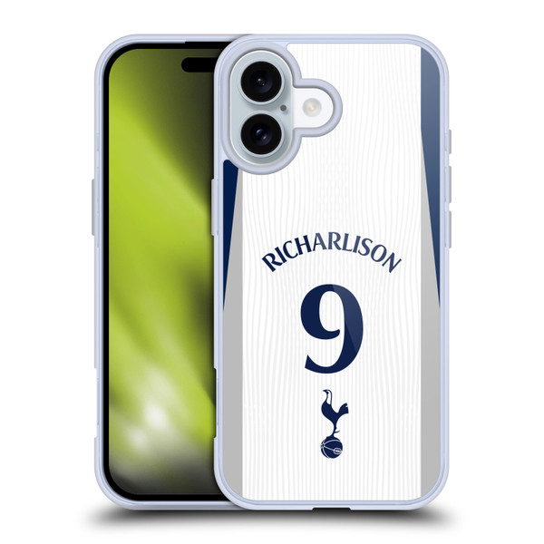 Tottenham Hotspur F.C. 2025/26 Players Home Kit 2nd Group Richarlison Soft Gel Case for Apple iPhone 16