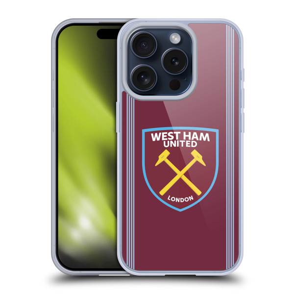 West Ham United FC 2025/26 Crest Kit Home Soft Gel Case for Apple iPhone 15 Pro