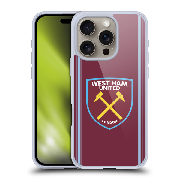 West Ham United FC 2025/26 Crest Kit Home Soft Gel Case for Apple iPhone 16 Pro