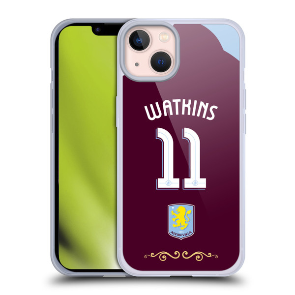 Aston Villa Football Club 2025/26 Players Home Kit Ollie Watkins Soft Gel Case for Apple iPhone 13