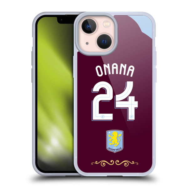 Aston Villa Football Club 2025/26 Players Home Kit Amadou Onana Soft Gel Case for Apple iPhone 13 Mini